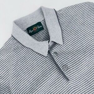 Alan Paine Polo Shirt Mens XL 46 Short Sleeve Silk Cashmere Blend Gray Stripes